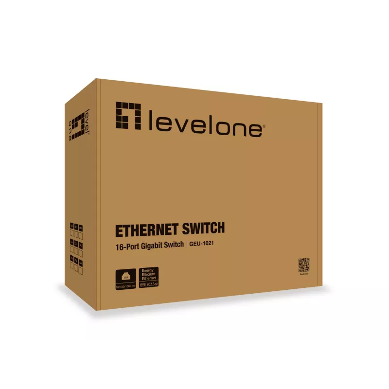 LevelOne 16 prievadų gigabitinio jungiklio, Gigabit Ethernet (10/100/1000), pilnas dvipusis režimas, montavimas į stovą