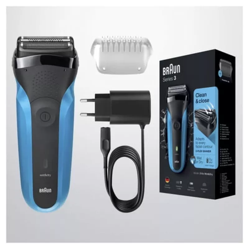Braun Series 3 310s folijos tipo elektrinis barzdaskutė Juoda, Mėlyna