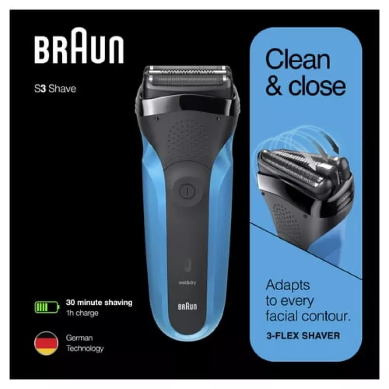 Braun Series 3 310s folijos tipo elektrinis barzdaskutė Juoda, Mėlyna