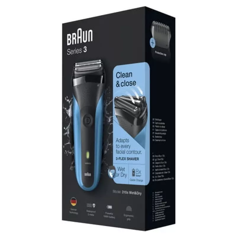 Braun Series 3 310s folijos tipo elektrinis barzdaskutė Juoda, Mėlyna