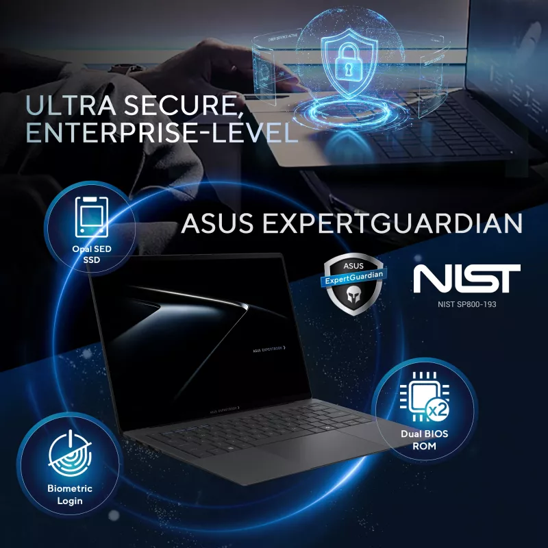 ASUS ExpertBook Ultra B9406CAA-TH0579X Copilot+ PC Intel Core Ultra 7 356H Nešiojamasis kompiuteris 35,6 cm (14 colių) WQXGA+ 32 GB LPDDR5x-SDRAM 1 TB SSD Wi-Fi 7 (802.11be) Windows 11 Pro US International Pilka