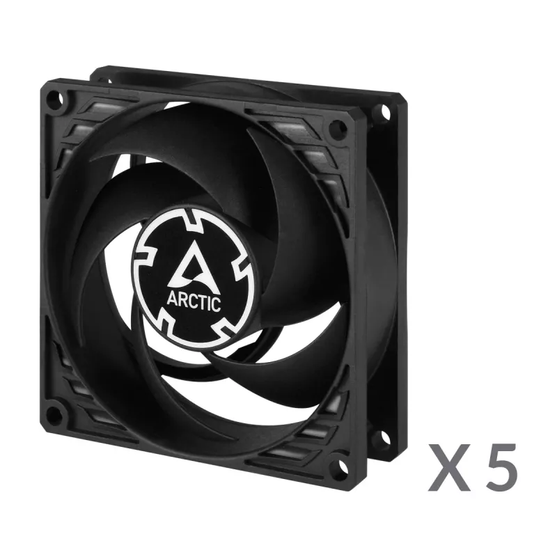 ARCTIC P8 Value Pack - slėgiui optimizuotas 80 mm ventiliatorius, 8 cm, 3000 aps./min., 0,3 sonų, 40,3 m³/val., juodas