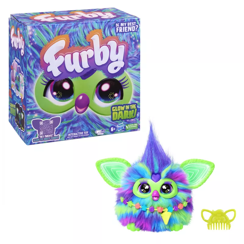 Interaktyvus žaislas HASBRO Furby Aurora Furbealis — spalvą keičiančios akys, interaktyvus augintinis
