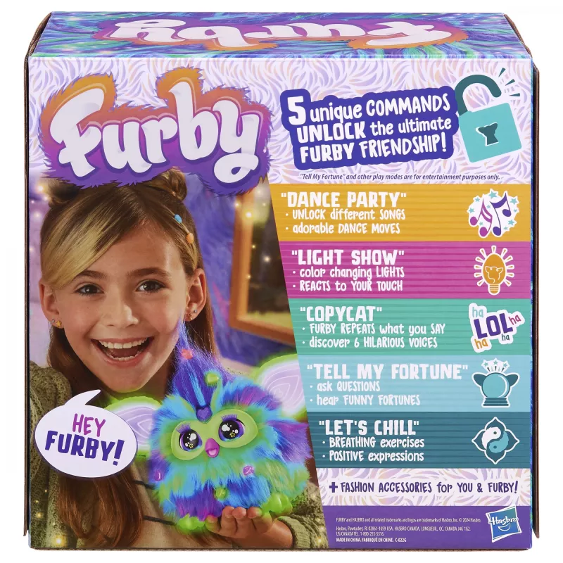 Interaktyvus žaislas HASBRO Furby Aurora Furbealis — spalvą keičiančios akys, interaktyvus augintinis