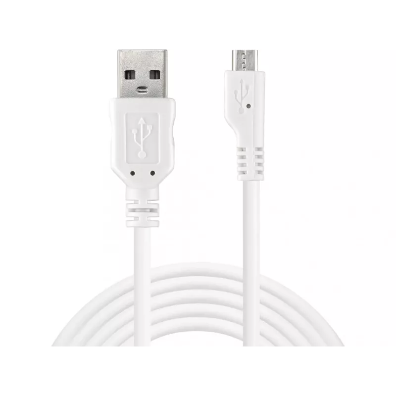 Sandberg MicroUSB sinchronizavimo / įkrovimo laidas 3 m, 3 m, USB A, Micro-USB B, USB 2.0, Vyr./Vyr., Balta
