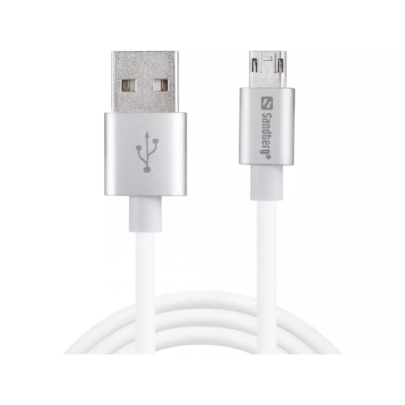 Sandberg MicroUSB reversinis laidas 1m, 1 m, USB A, Micro-USB A, sidabrinis, baltas
