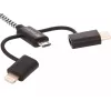 Sandberg 3in1 Lightning+MicroUSB+USB-C 1m, 1 m, Micro-USB A, USB A, Male/Male, Juoda, Pilka