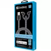 Sandberg 3in1 Lightning+MicroUSB+USB-C 1m, 1 m, Micro-USB A, USB A, Male/Male, Juoda, Pilka