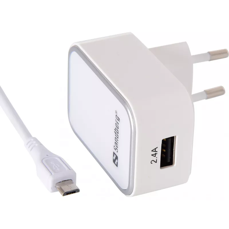 Sandberg kintamosios srovės įkroviklis EU Micro USB 2,4 A, vidaus, kintamoji srovė, 5 V, baltas