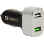 Sandberg automobilinis pakrovėjas 1xQC 3.0+1xUSB2.4A, automobilinis, cigarečių žiebtuvėlis, 12 V, aliuminis, juodas