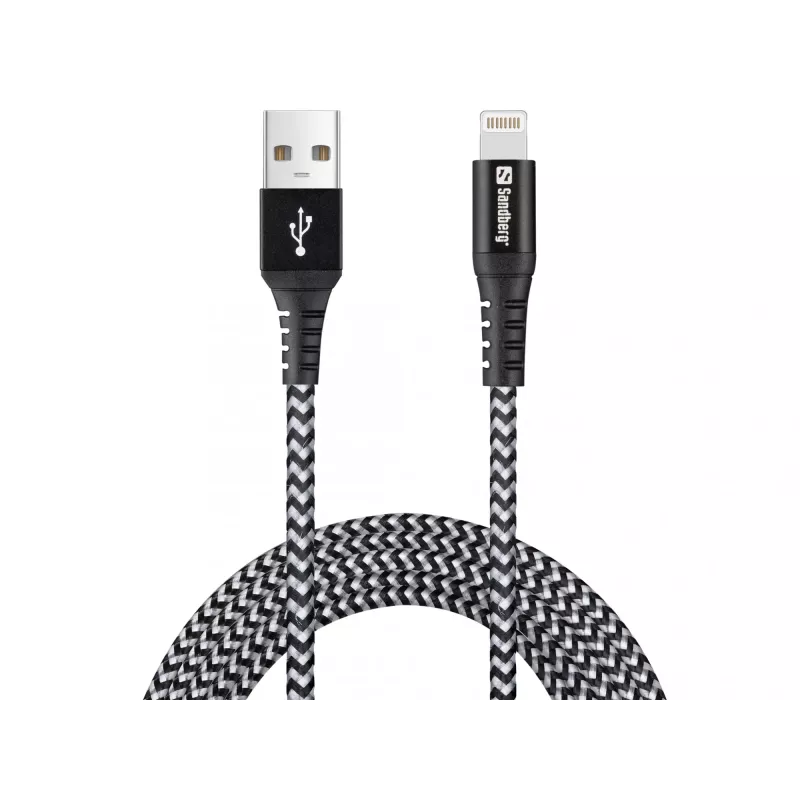 Sandberg Survivor Lightning kabelis 2M, 2 m, Lightning, USB A, vyriška, vyriška, juoda, pilka