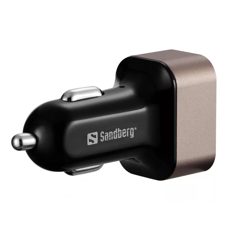 Sandberg automobilinis pakrovėjas 1xQC3.0+1xUSBC 24W, automobilinis, žiebtuvėlio lizdas, 12 V, juoda, pilka
