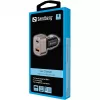 Sandberg automobilinis pakrovėjas 1xQC3.0+1xUSBC 24W, automobilinis, žiebtuvėlio lizdas, 12 V, juoda, pilka