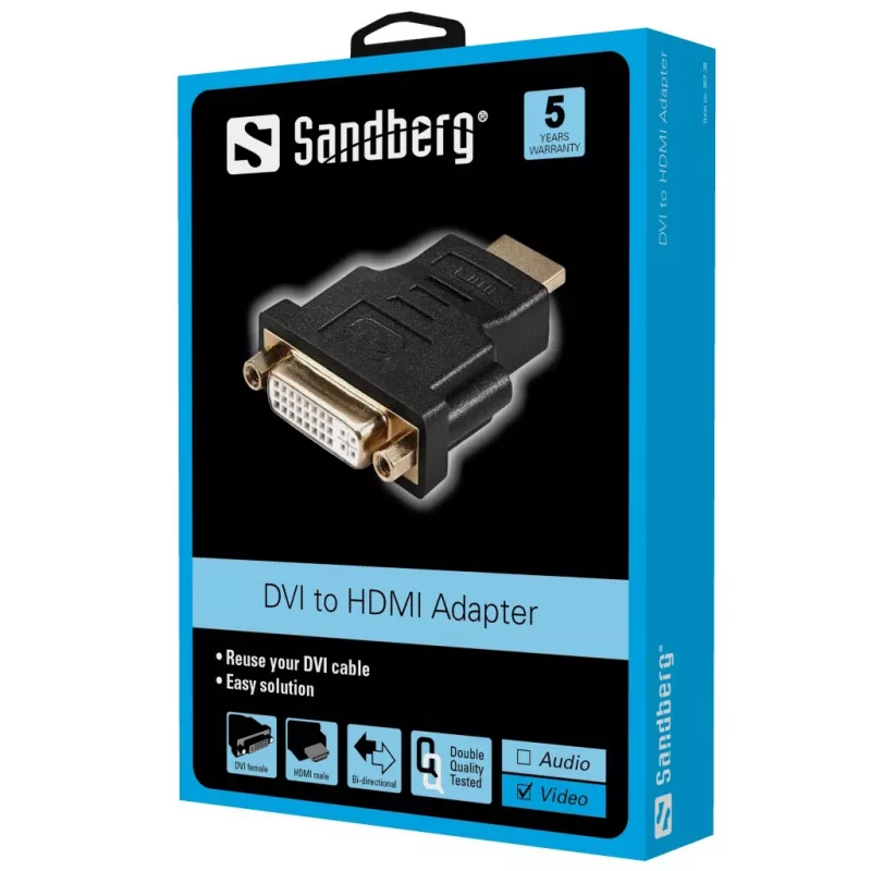 Sandberg adapteris DVI-F - HDMI-M, HDMI, DVI, juodas