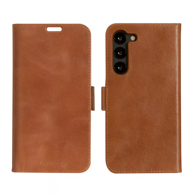 Dėklas-knygelė dbramante1928 Lynge, skirtas Samsung Galaxy S23+ — Tan, 3 kortelių kišenės, tinka 6,6 colio ekranui