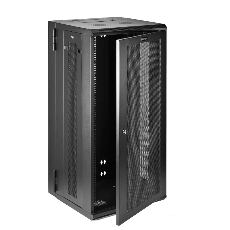 StarTech.com 4-Post 26U Wall Mount Network Cabinet su 1U Shelf, 19 inch Hinged Wall-Mounted Server Rack for Data / AV / Electronics / Computer Equipment, Flexible Vented Rack Enclosure