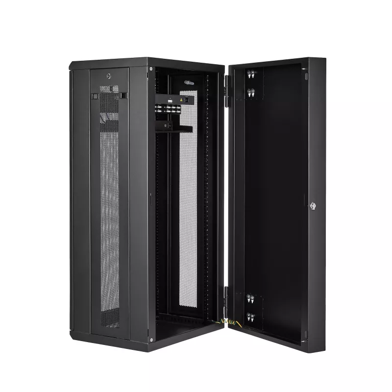 StarTech.com 4-Post 26U Wall Mount Network Cabinet su 1U Shelf, 19 inch Hinged Wall-Mounted Server Rack for Data / AV / Electronics / Computer Equipment, Flexible Vented Rack Enclosure