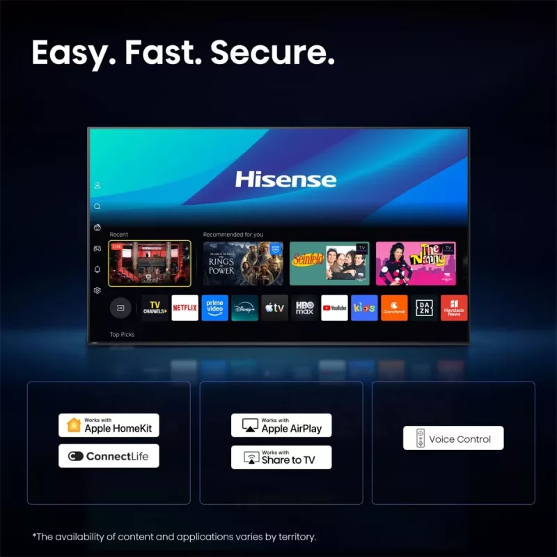 Hisense 65E7S PRO televizorius 165,1 cm (65 col.) UHD+ išmanusis TV Wi-Fi juodas 350 cd/m²