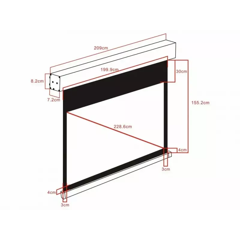 Motorizuotas projekcinis ekranas MULTIBRACKETS M 16:10 90 colių (matomas 193,9×121,2 cm) Matinė balta, juoda/balta