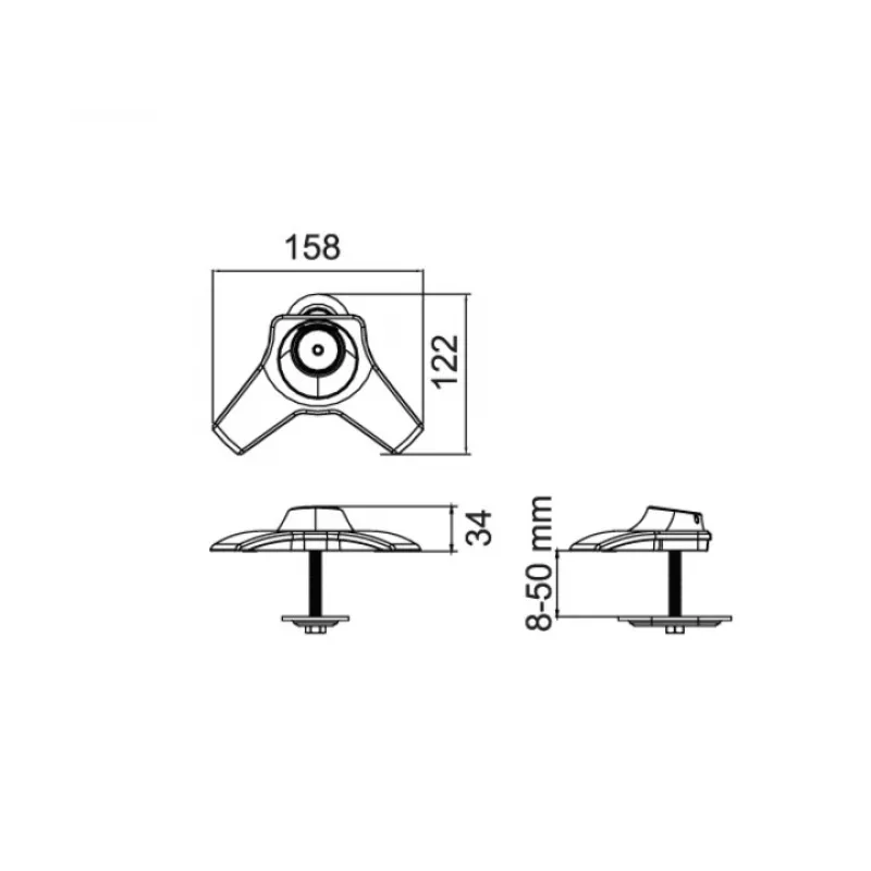 Grommet pagrindas Multibrackets M Desktopmount, skirtas viengubo/dvigubo/trigubo monitorių stovams, juodas, modelis 7350022737433
