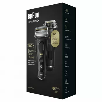 Elektrinė barzdaskutė BRAUN Series 9 Pro+ 9510s — 5 galvutės, skirta naudoti drėgnai ir sausai, ličio jonų baterija, 60 min. veikimo laikas, juoda