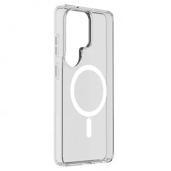 Cellularline Clear Mag - Galaxy S26 Ultra Itin atsparus permatomas dėklas su guminiu kraštu, suderinamas su Qi2 ekosistema ir magnetiniais priedais, apdorotas, kad nesigelstų.