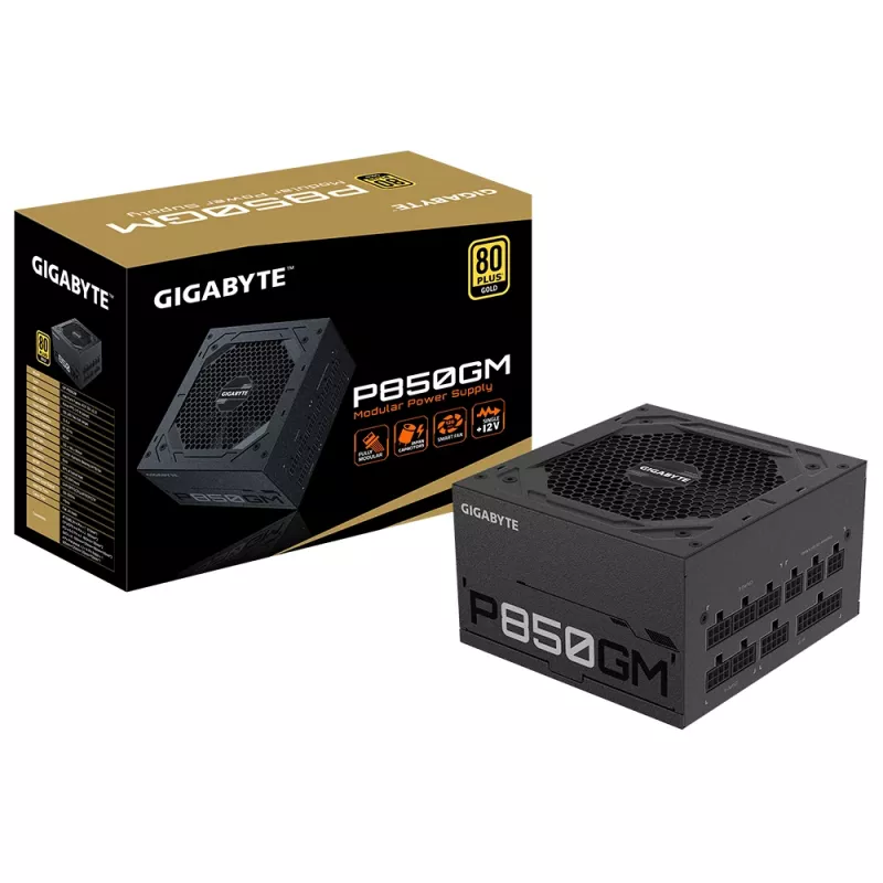 GIGABYTE P850GM maitinimo blokas 850 W 20+4 kontaktų ATX ATX juodas