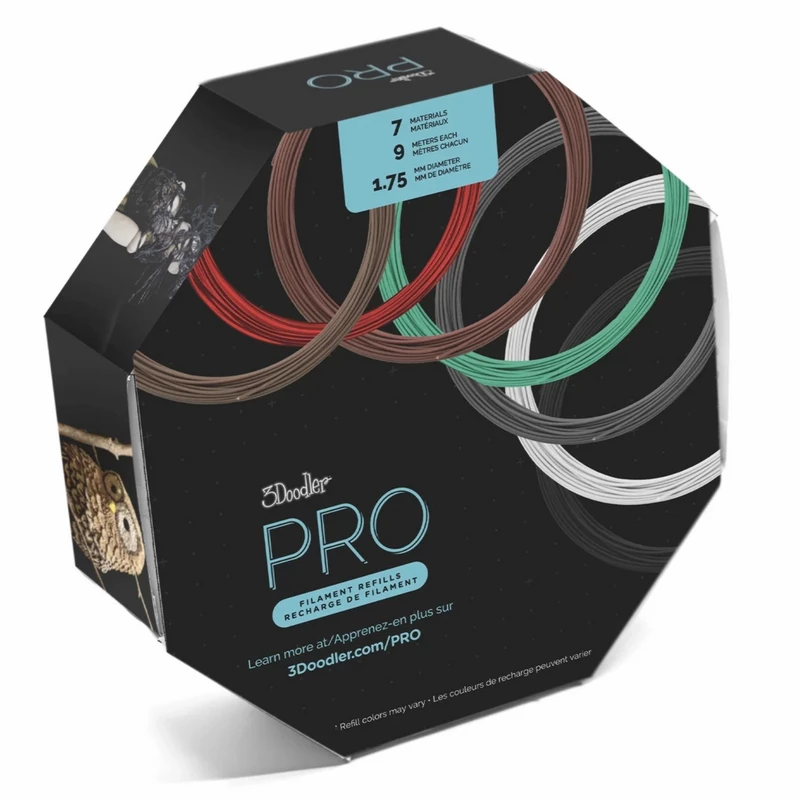 3Doodler PRO-FILLS 3D spausdinimo medžiaga Varis, Polipieno rūgštis (PLA), Polipieno rūgšties-anglies pluoštas (PLA-CF), Medienos pluoštas Vario, Žalia, Pilka, Balta, Medienos, Raudona, Bronzinė