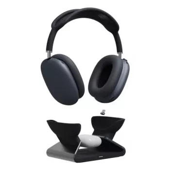 „mophie“ įkrovimo stovas „AirPods Max“, skirtas patalpoms, USB, belaidis įkrovimas, juodas