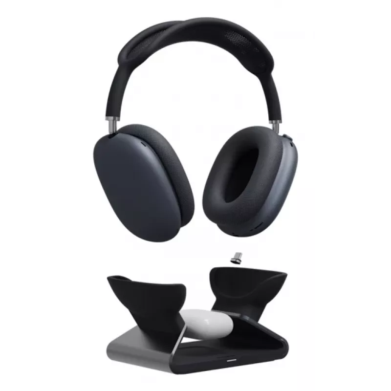 „mophie“ įkrovimo stovas „AirPods Max“, skirtas patalpoms, USB, belaidis įkrovimas, juodas