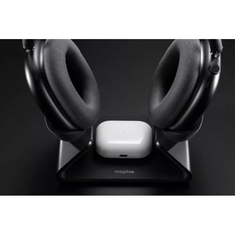 „mophie“ įkrovimo stovas „AirPods Max“, skirtas patalpoms, USB, belaidis įkrovimas, juodas