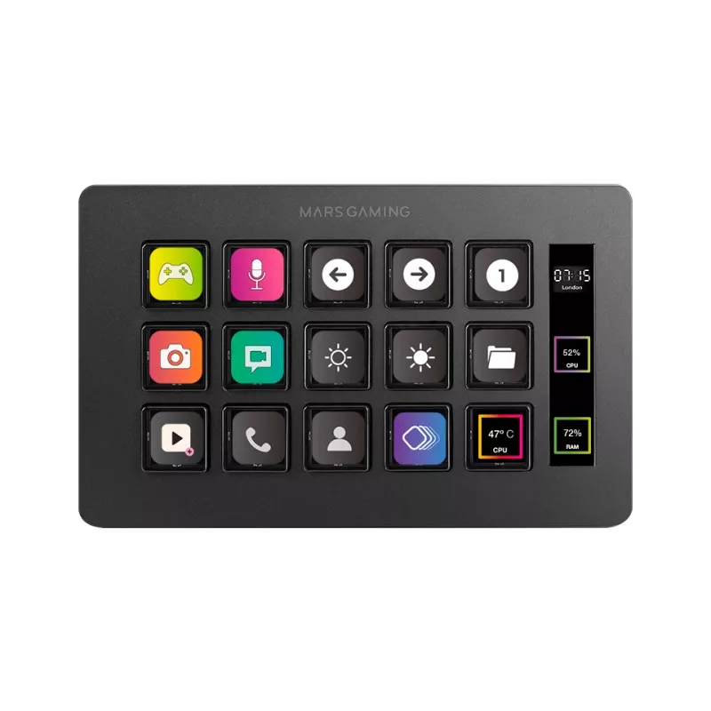 Mars Gaming Control Deck plonas MSD-ONE, juoda, 15 mygtukų, lietimui jautrus, 132 mm, 81 mm, 61 mm