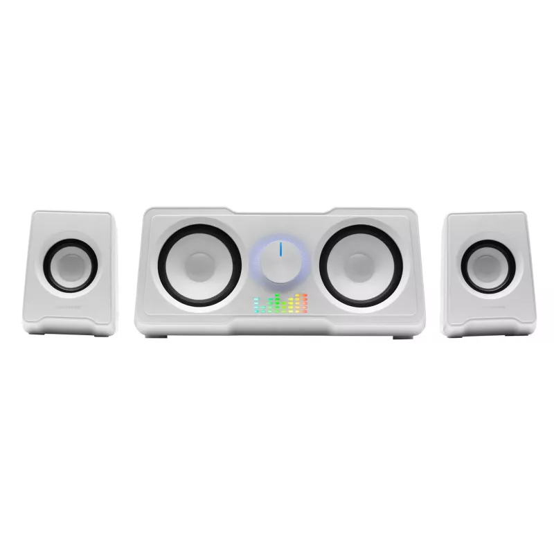 Mars Gaming MS22W kompaktiškos žaidimų kolonėlės 2.2 RGB Flow subwooferis + 4 aktyvios kolonėlės DSP garsas 35W balta