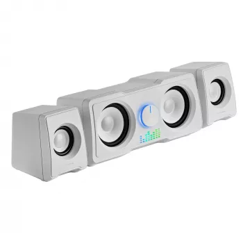 Mars Gaming MS22W kompaktiškos žaidimų kolonėlės 2.2 RGB Flow subwooferis + 4 aktyvios kolonėlės DSP garsas 35W balta