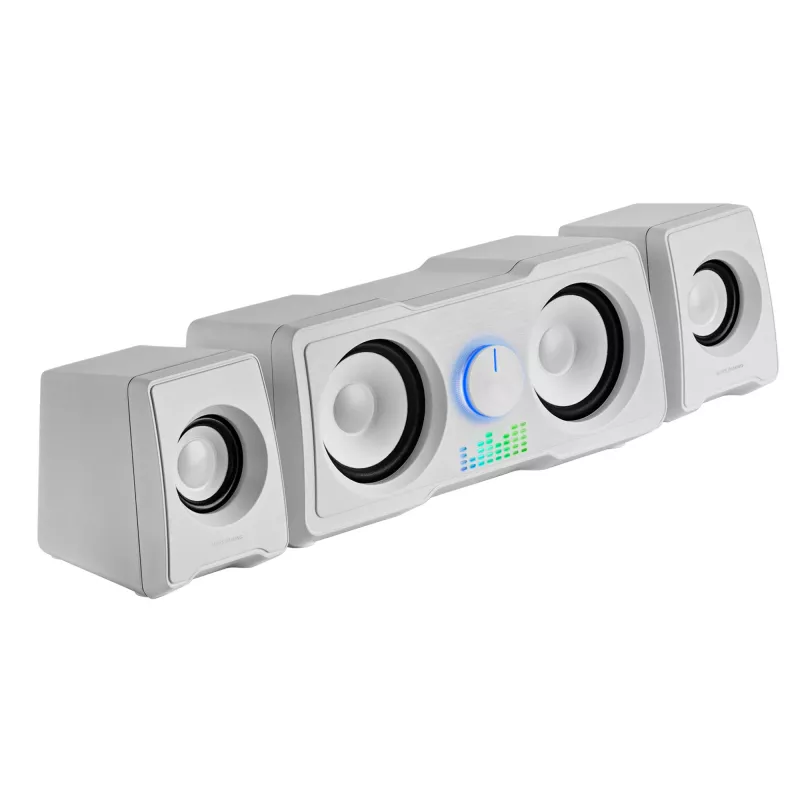 Mars Gaming MS22W kompaktiškos žaidimų kolonėlės 2.2 RGB Flow subwooferis + 4 aktyvios kolonėlės DSP garsas 35W balta