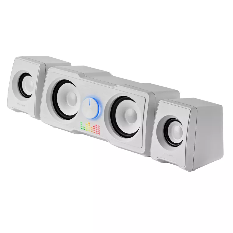 Mars Gaming MS22W kompaktiškos žaidimų kolonėlės 2.2 RGB Flow subwooferis + 4 aktyvios kolonėlės DSP garsas 35W balta