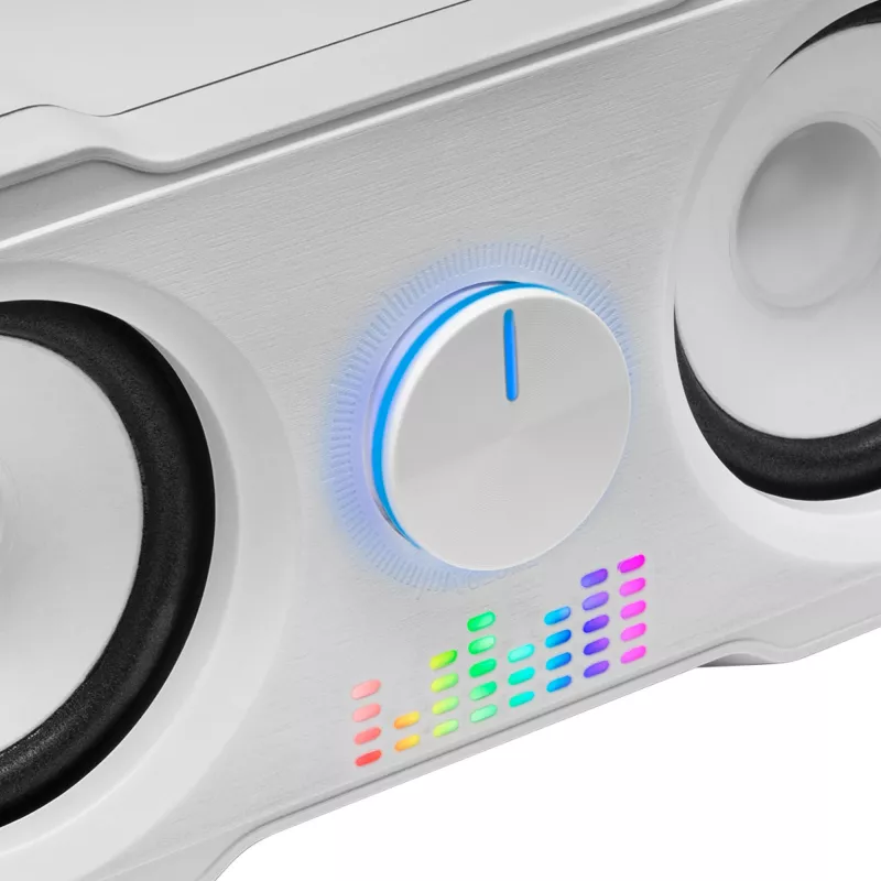 Mars Gaming MS22W kompaktiškos žaidimų kolonėlės 2.2 RGB Flow subwooferis + 4 aktyvios kolonėlės DSP garsas 35W balta