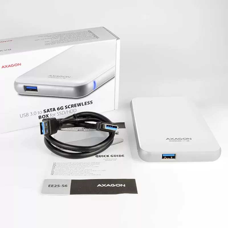 Axagon EE25-S6 atminties diskų dėklas HDD/SSD dėklas Baltas 2.5 colio