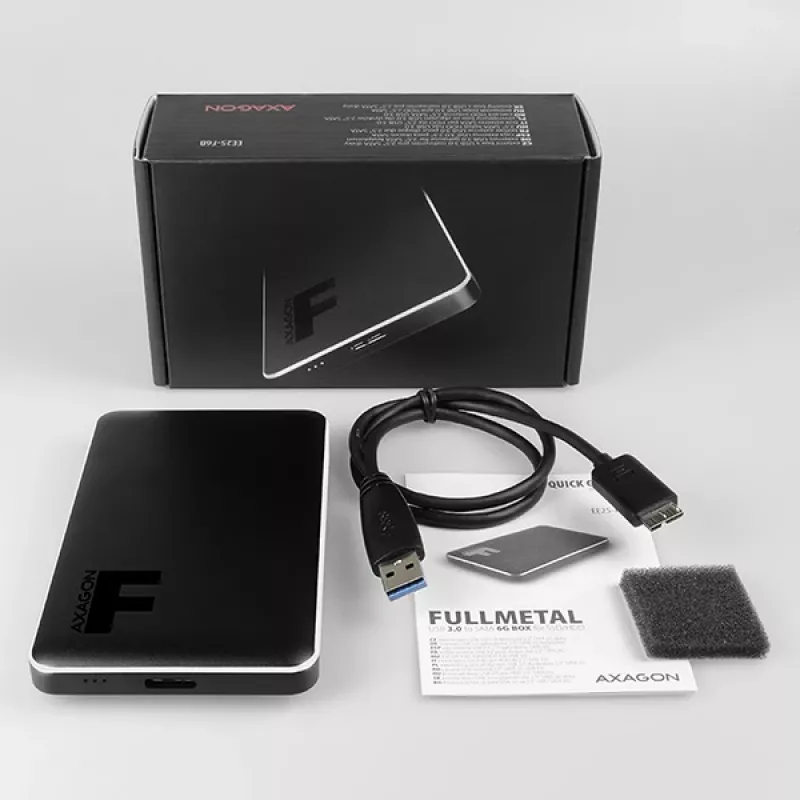 Axagon EE25-F6B atminties diskų dėklas HDD/SSD dėklas Juoda 2,5 colio