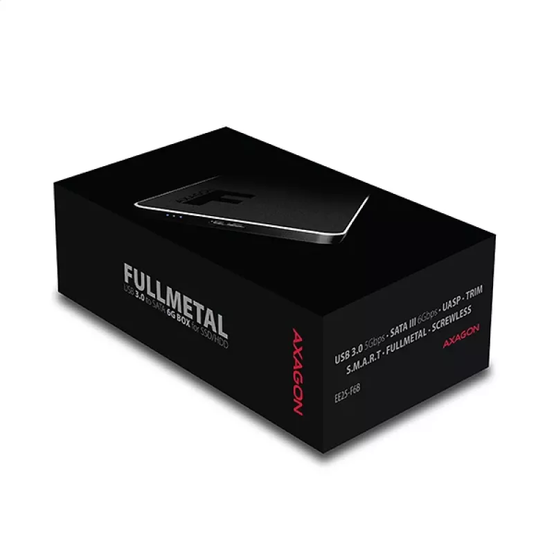 Axagon EE25-F6B atminties diskų dėklas HDD/SSD dėklas Juoda 2,5 colio