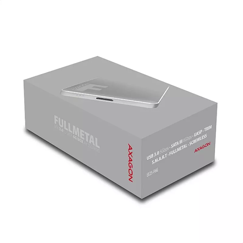 Axagon EE25-F6G atminties diskų dėžutė HDD/SSD dėžutė Pilka 2,5 colio