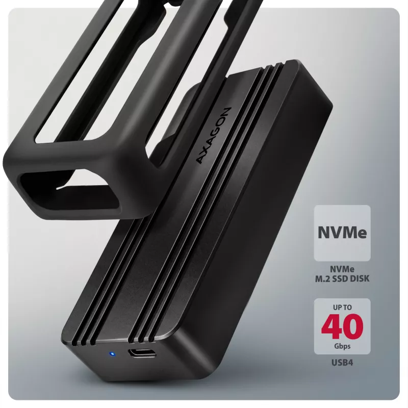 Axagon EEM2-40G USB-C 40Gbps M.2 NVMe SSD korpusas, ARMORED aliuminis