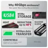 Axagon EEM2-40G USB-C 40Gbps M.2 NVMe SSD korpusas, ARMORED aliuminis