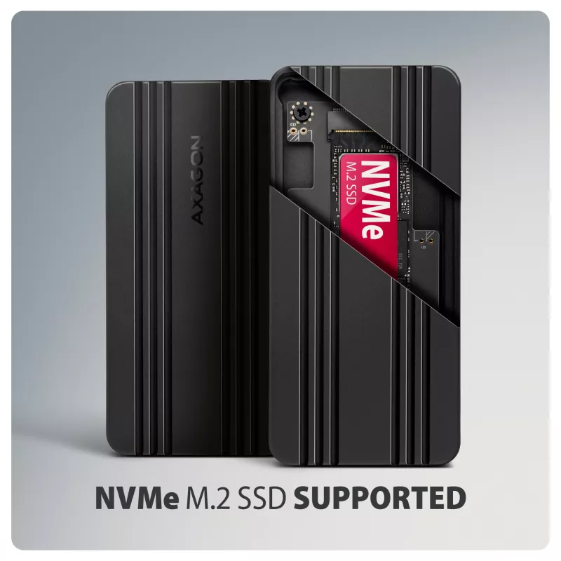 Axagon EEM2-40G USB-C 40Gbps M.2 NVMe SSD korpusas, ARMORED aliuminis