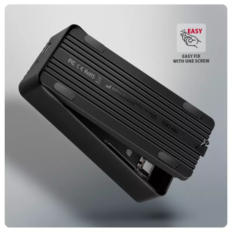 Axagon EEM2-40G USB-C 40Gbps M.2 NVMe SSD korpusas, ARMORED aliuminis