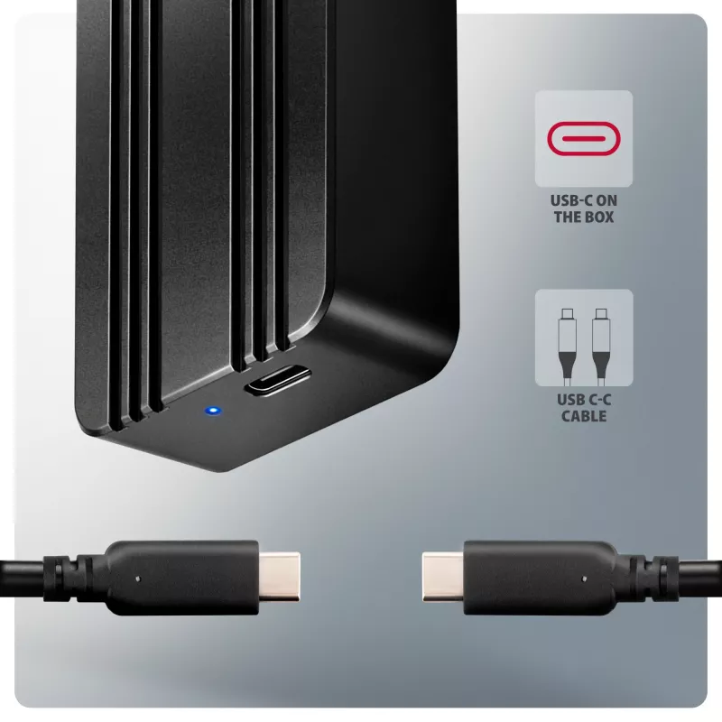 Axagon EEM2-40G USB-C 40Gbps M.2 NVMe SSD korpusas, ARMORED aliuminis