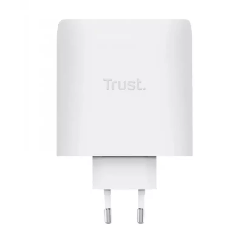 Įkroviklis TRUST Maxo 100W 2 prievadų USB-C GaN — 100 W, 2x USB-C, maks. 20 V, AC patalpoms, 2 m kabelis, balta