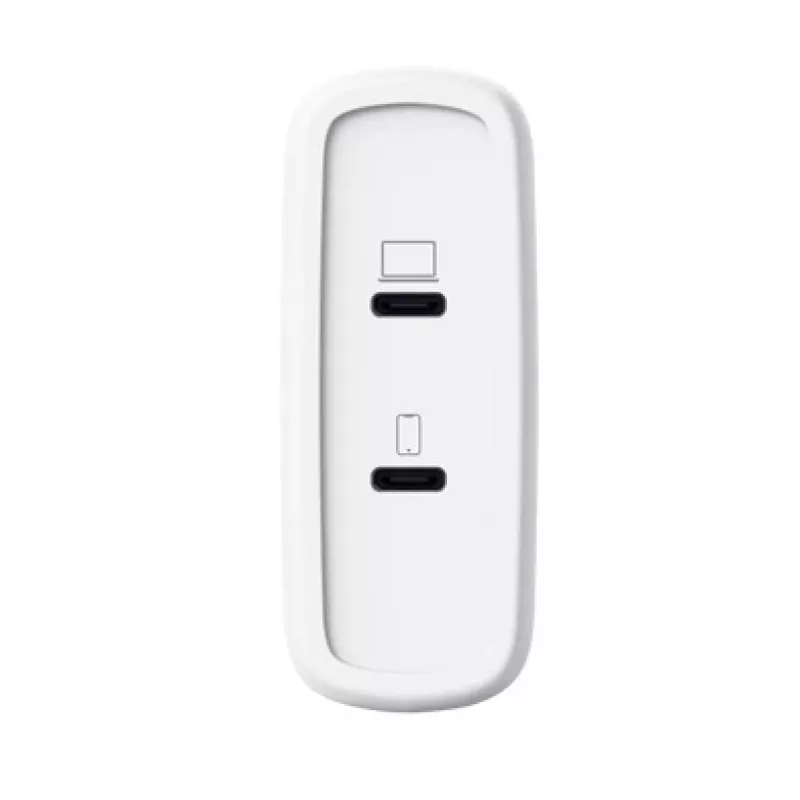 Įkroviklis TRUST Maxo 100W 2 prievadų USB-C GaN — 100 W, 2x USB-C, maks. 20 V, AC patalpoms, 2 m kabelis, balta