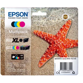 Epson 603 XL rašalo kasetė 1 vnt. Originali Didelio (XL) našumo Juoda, Žydra, Purpurinė, Geltona