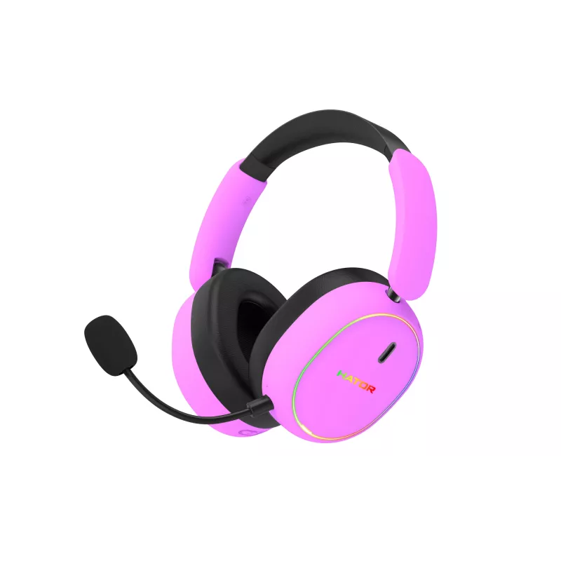 HATOR Phoenix 2 belaidžio laisvų rankų įranga laidinė ir belaidė juostinė žaidimų USB Type-C / USB Type-A Bluetooth violetinė